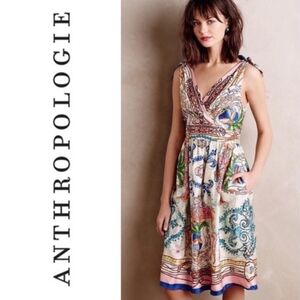Anthropologie Colette Dinnegan Tied Silk Dress 6P